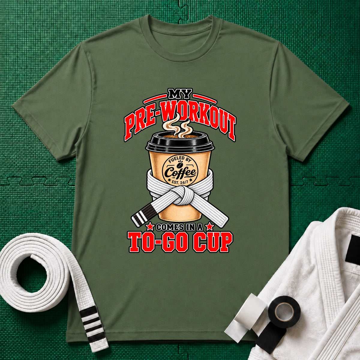 To Go Cup White Belt T-Shirt