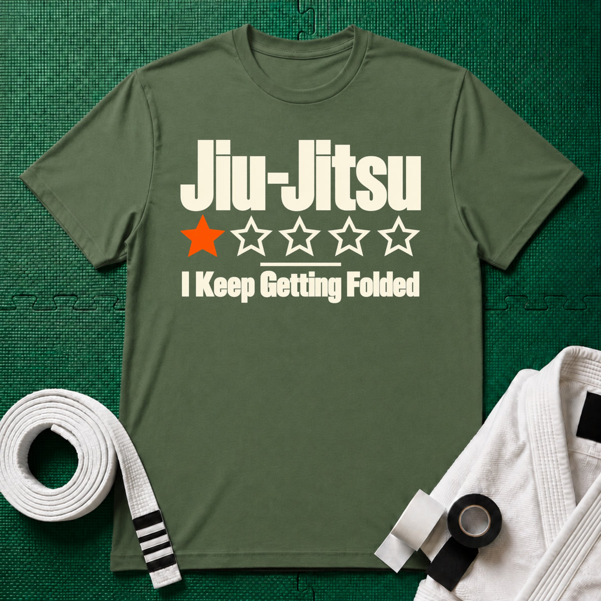 Jiu-Jitsu 1-Star Review T-Shirt, Military Green