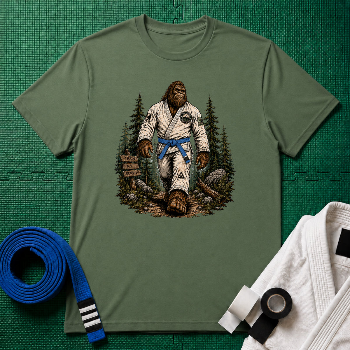 Bigfoot Forest Blue Belt T-Shirt