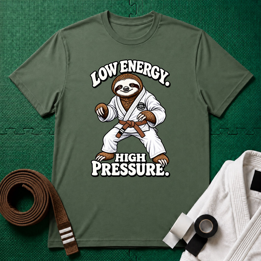 Low Energy Sloth Brown Belt T-Shirt