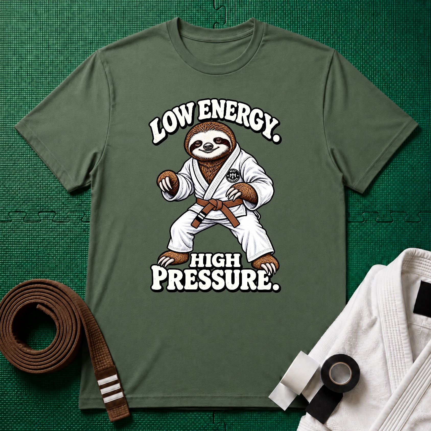 Low Energy Sloth Brown Belt T-Shirt