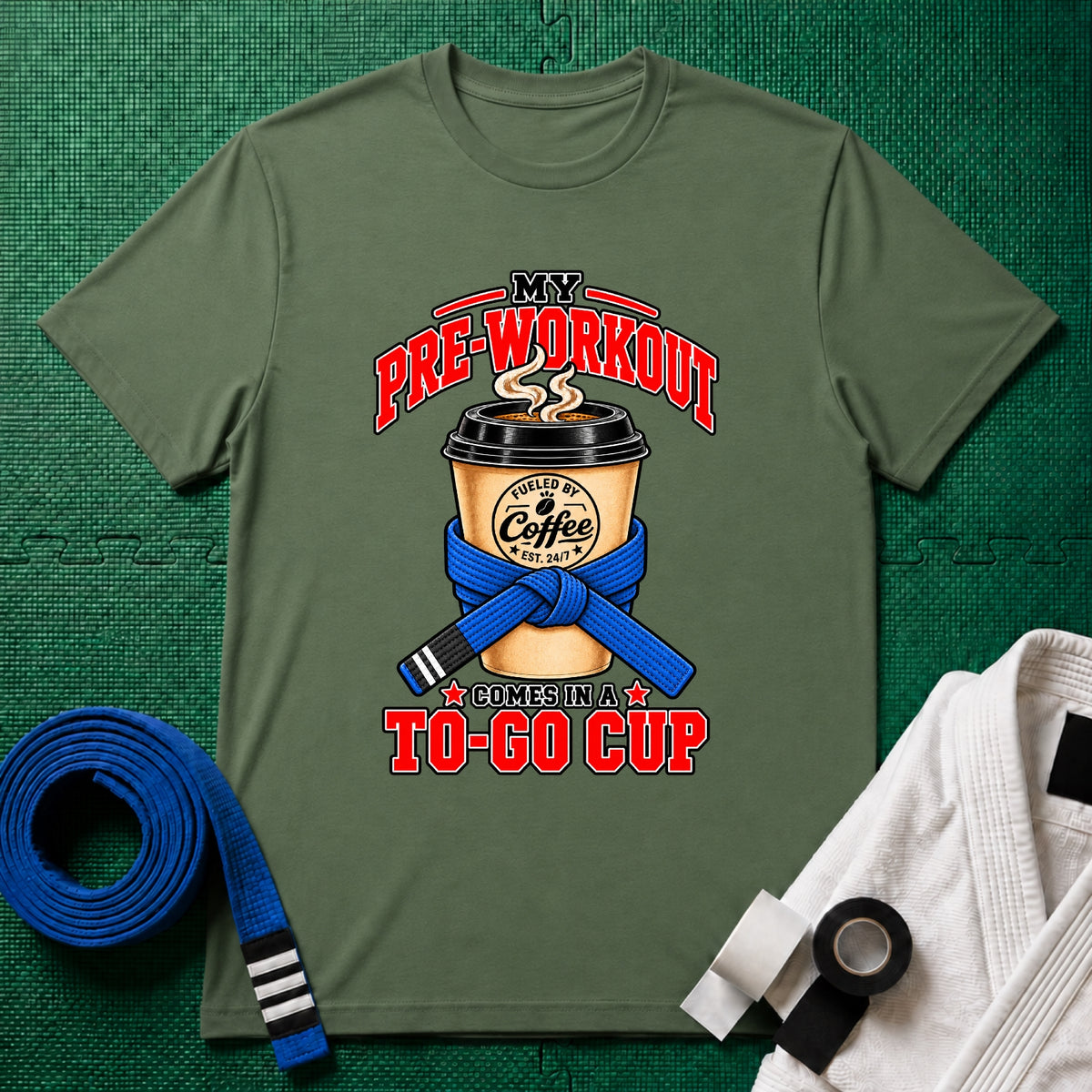 To Go Cup Blue Belt T-Shirt