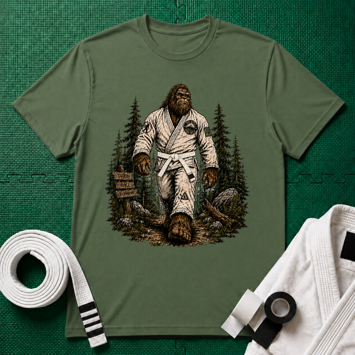 Bigfoot Forest White Belt T-Shirt