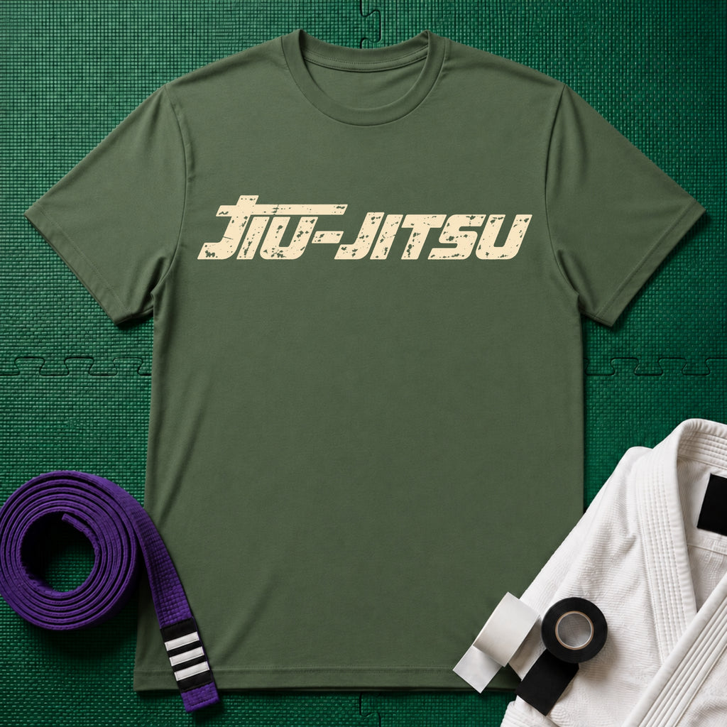 Jiu-Jitsu Text T-Shirt in Military Green