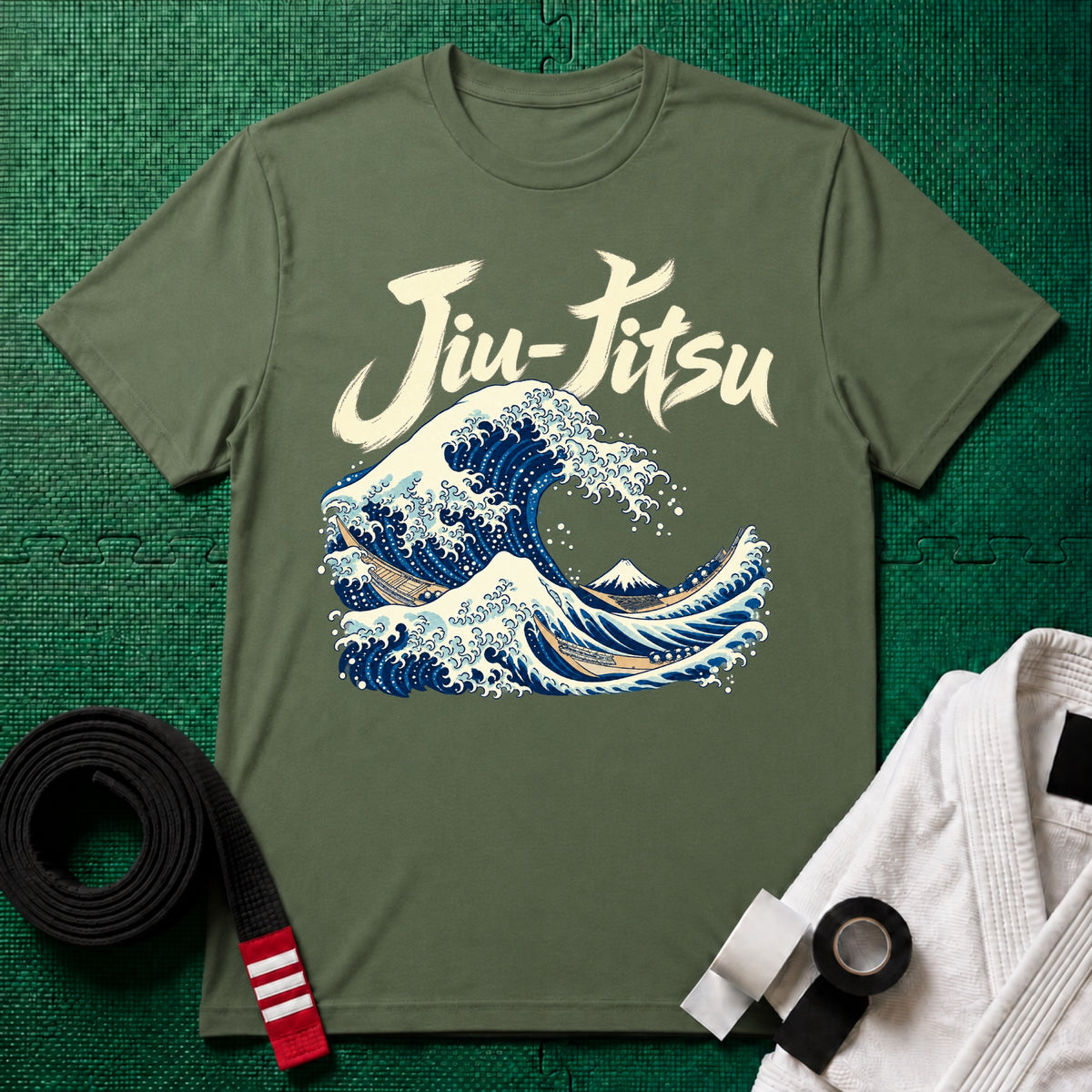 Jiu-Jitsu Wave T-Shirt, Military Green