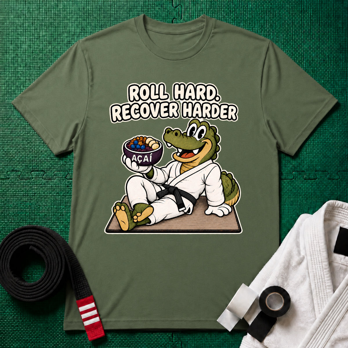 Roll Hard Black Belt T-Shirt
