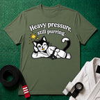 Still Purring Black Belt T-Shirt in Military Green