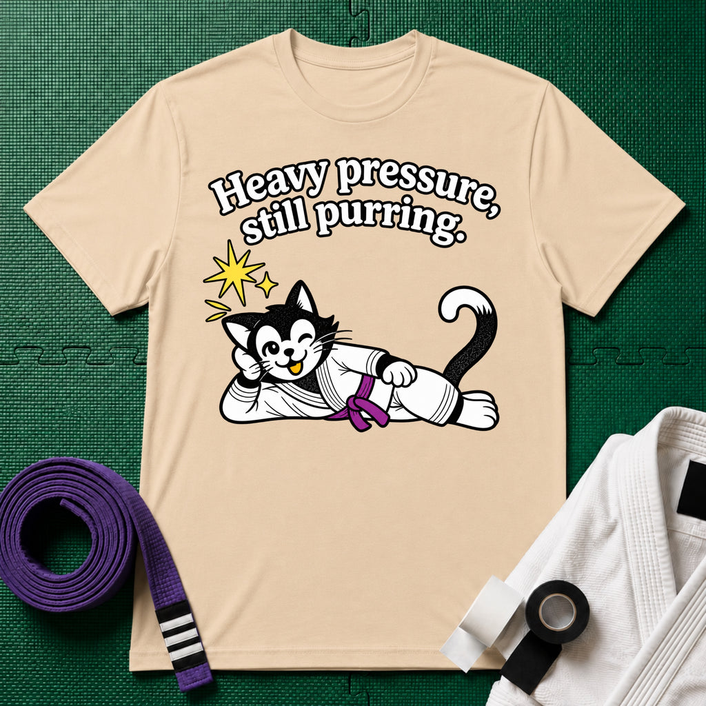 Still Purring Purple Belt T-Shirt in Natural