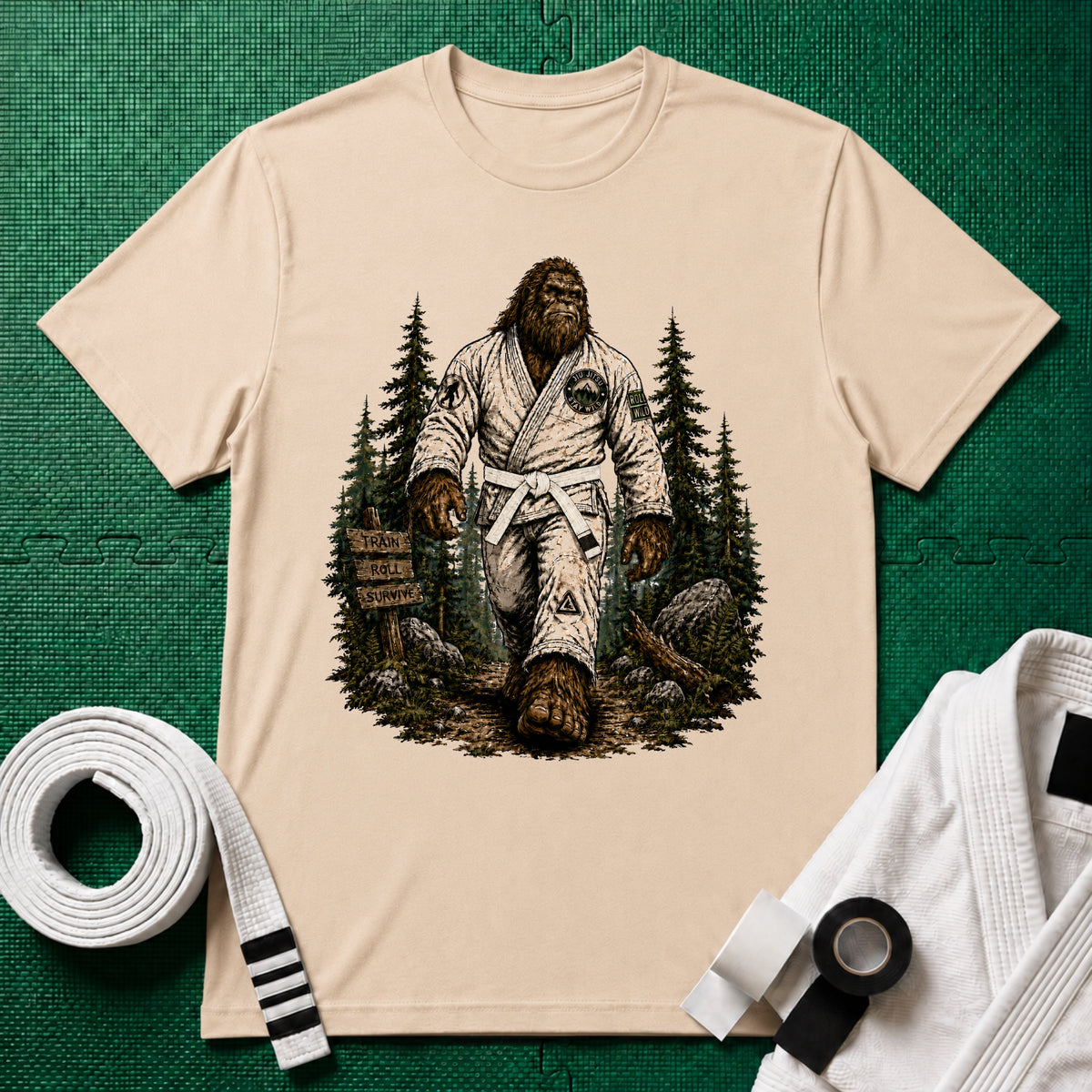 Bigfoot Forest White Belt T-Shirt