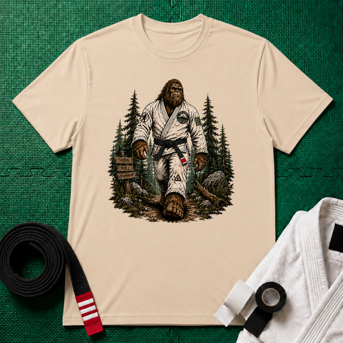 Bigfoot Forest Black Belt T-Shirt