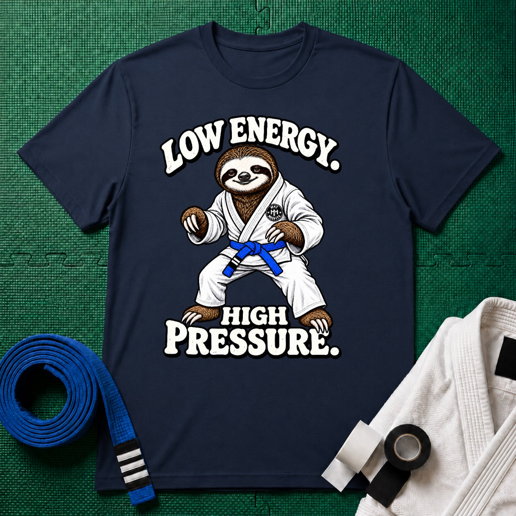 Low Energy Sloth Blue Belt T-Shirt