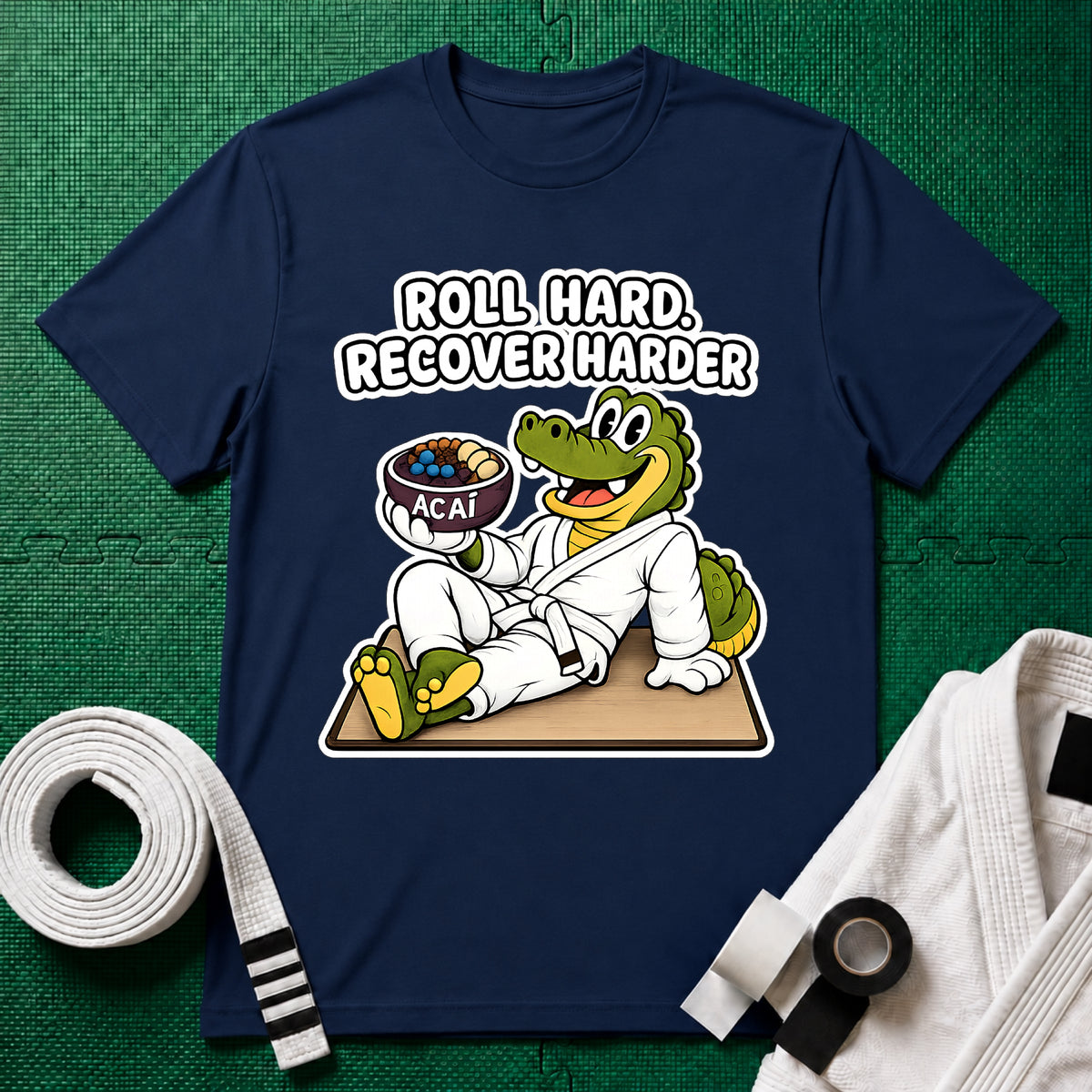 Roll Hard White Belt T-Shirt