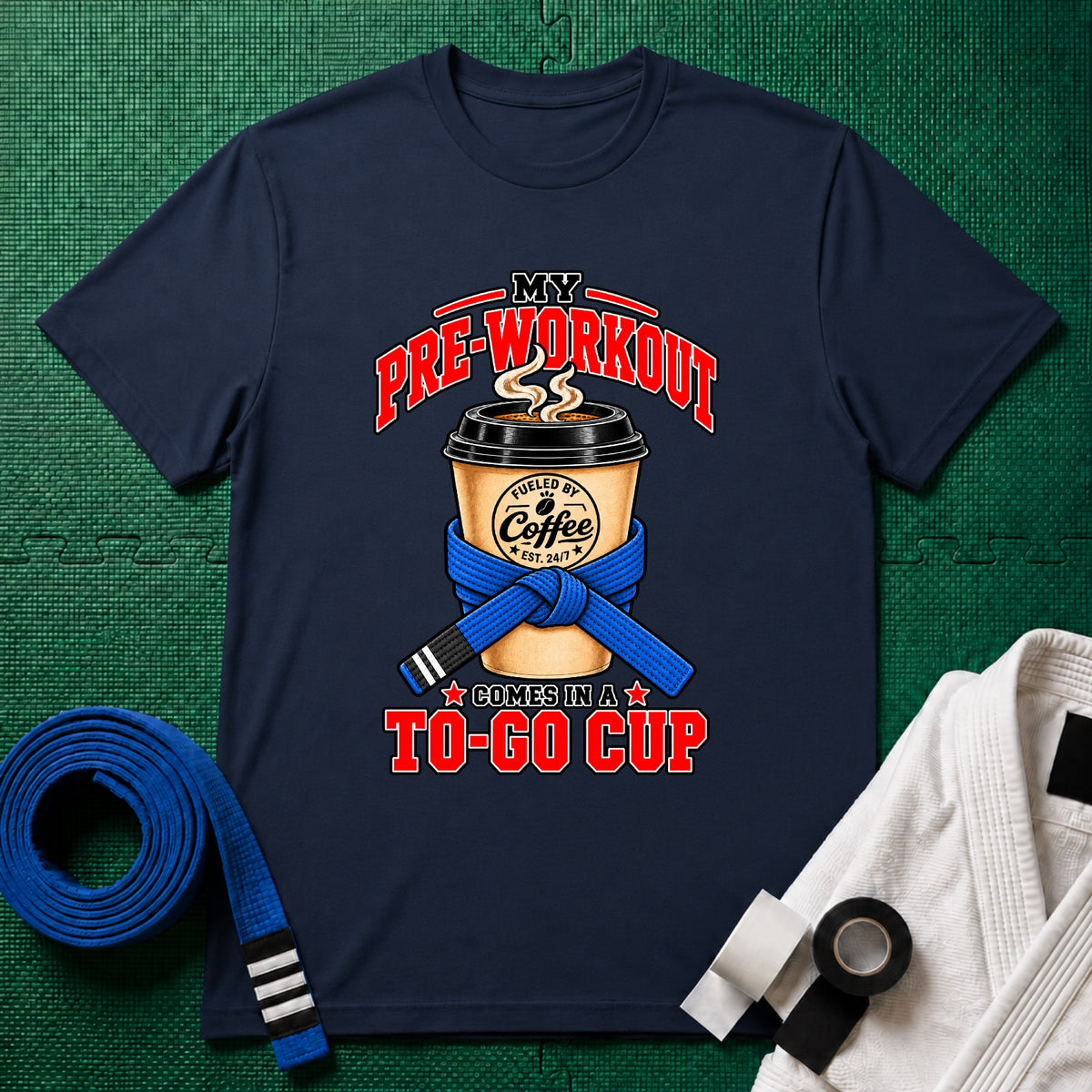 To Go Cup Blue Belt T-Shirt