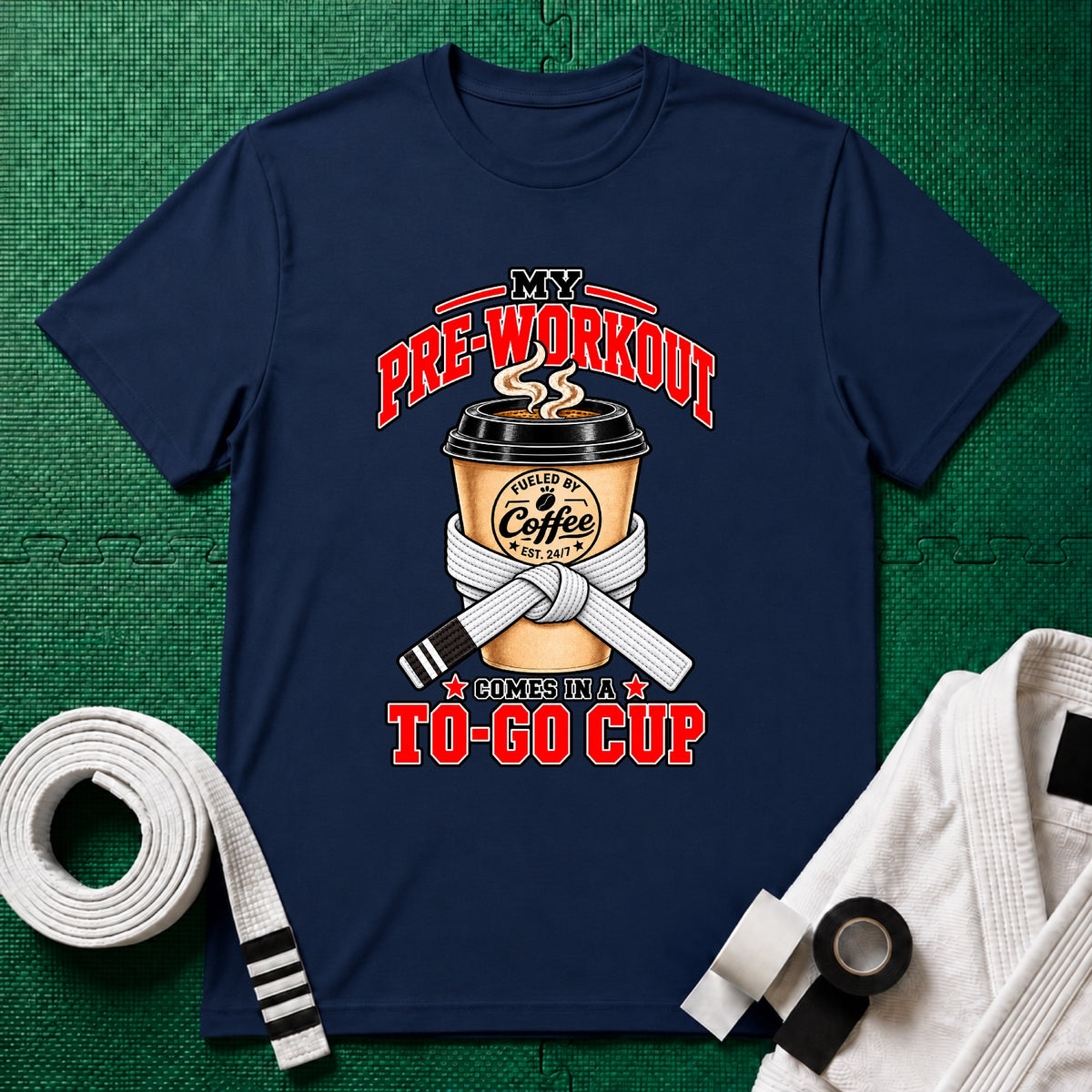 To Go Cup White Belt T-Shirt