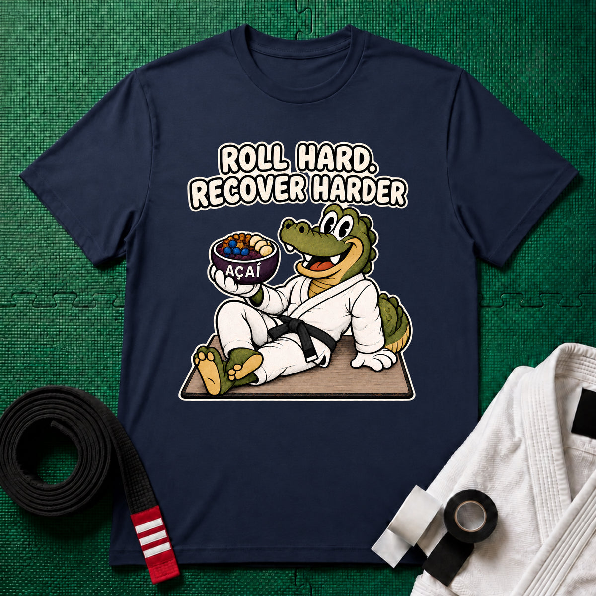 Roll Hard Black Belt T-Shirt