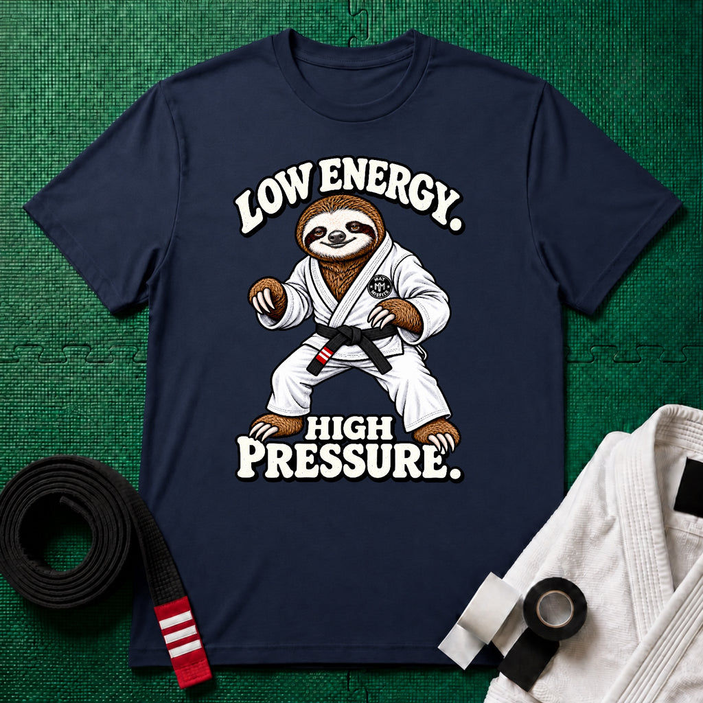 Low Energy Sloth Black Belt T-Shirt