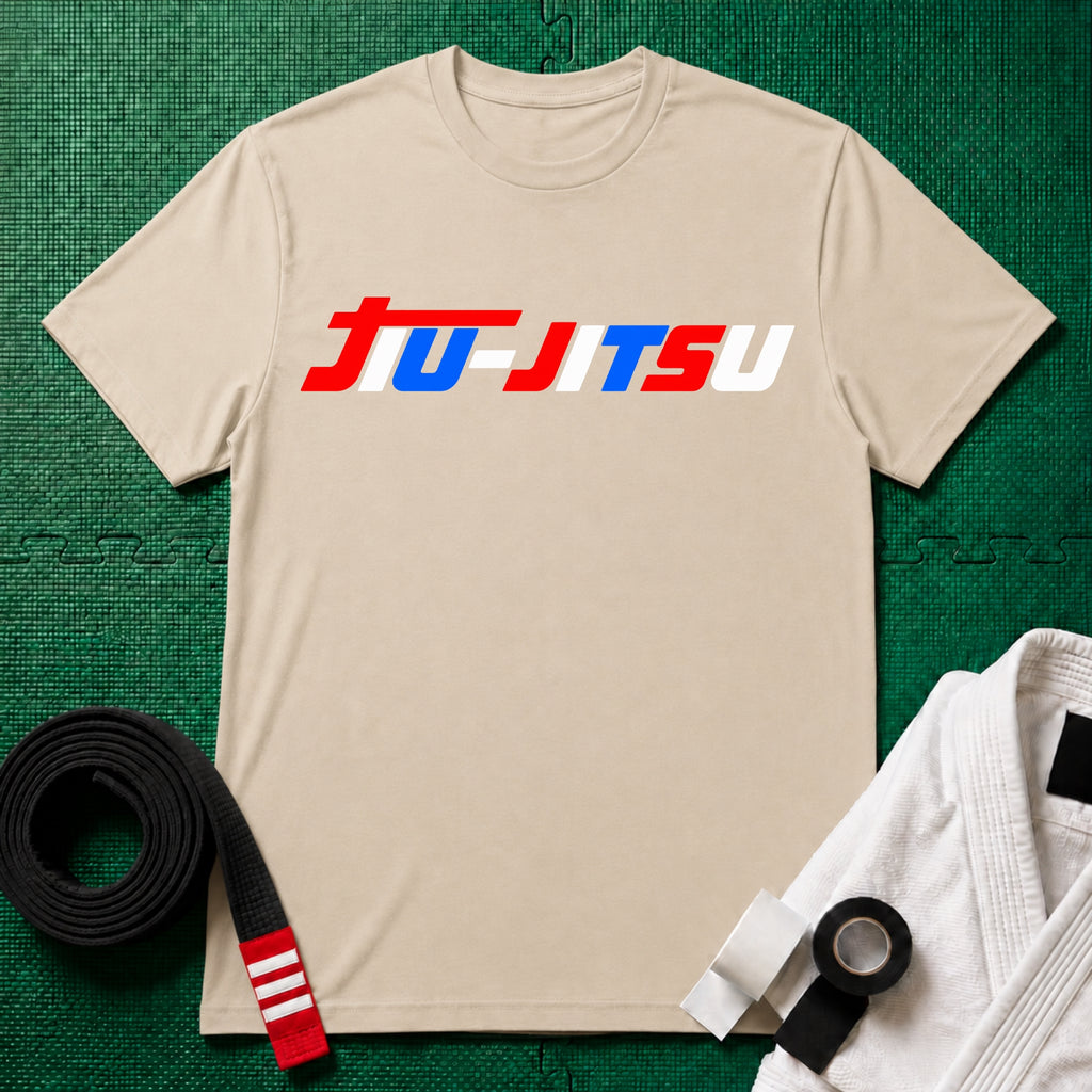 Red, White and Blue Jiu-Jitsu T-Shirt in Sand