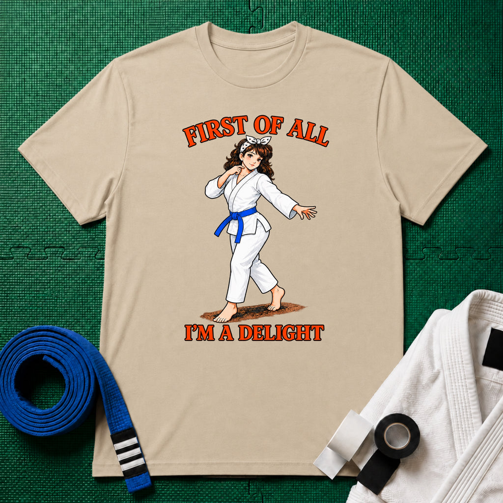 I'm a Delight Blue Belt T-Shirt in Sand