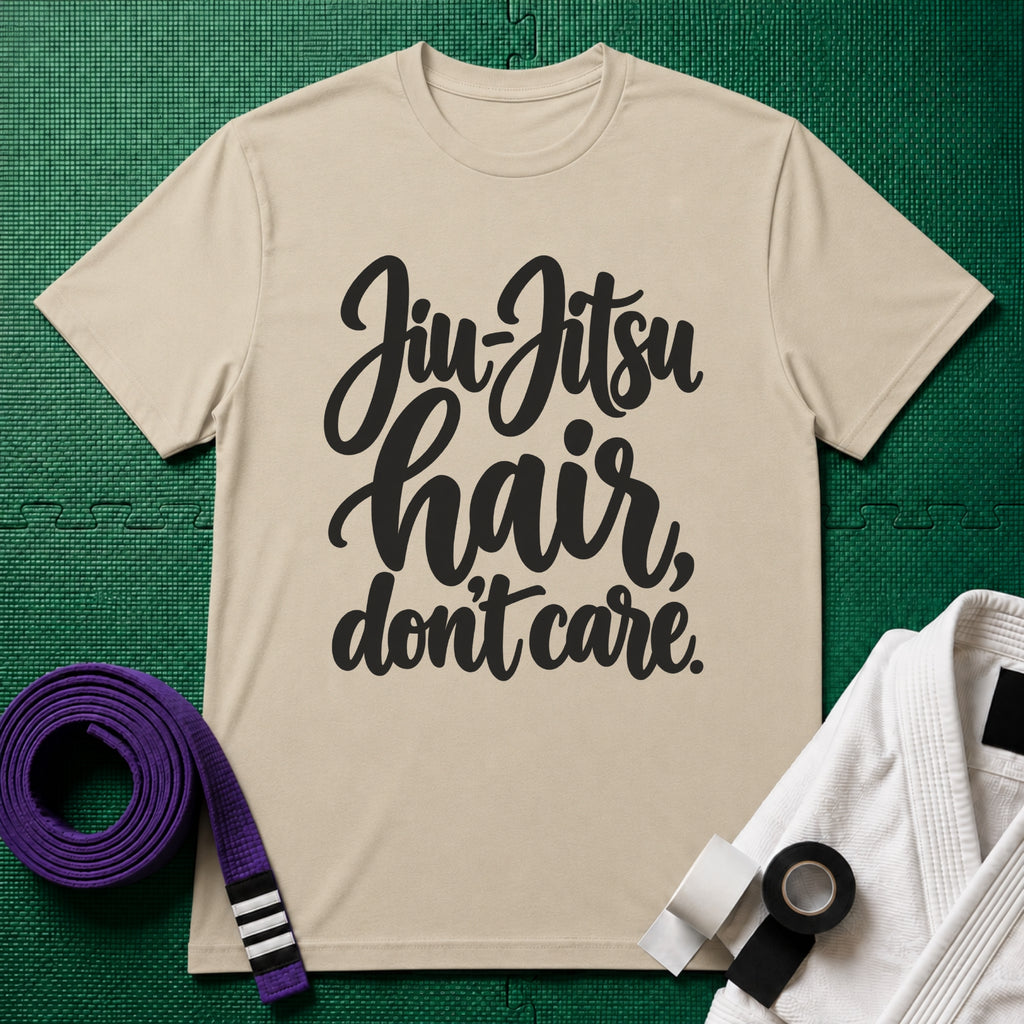Jiu-Jitsu Hair, Don't Care T-Shirt, Sand