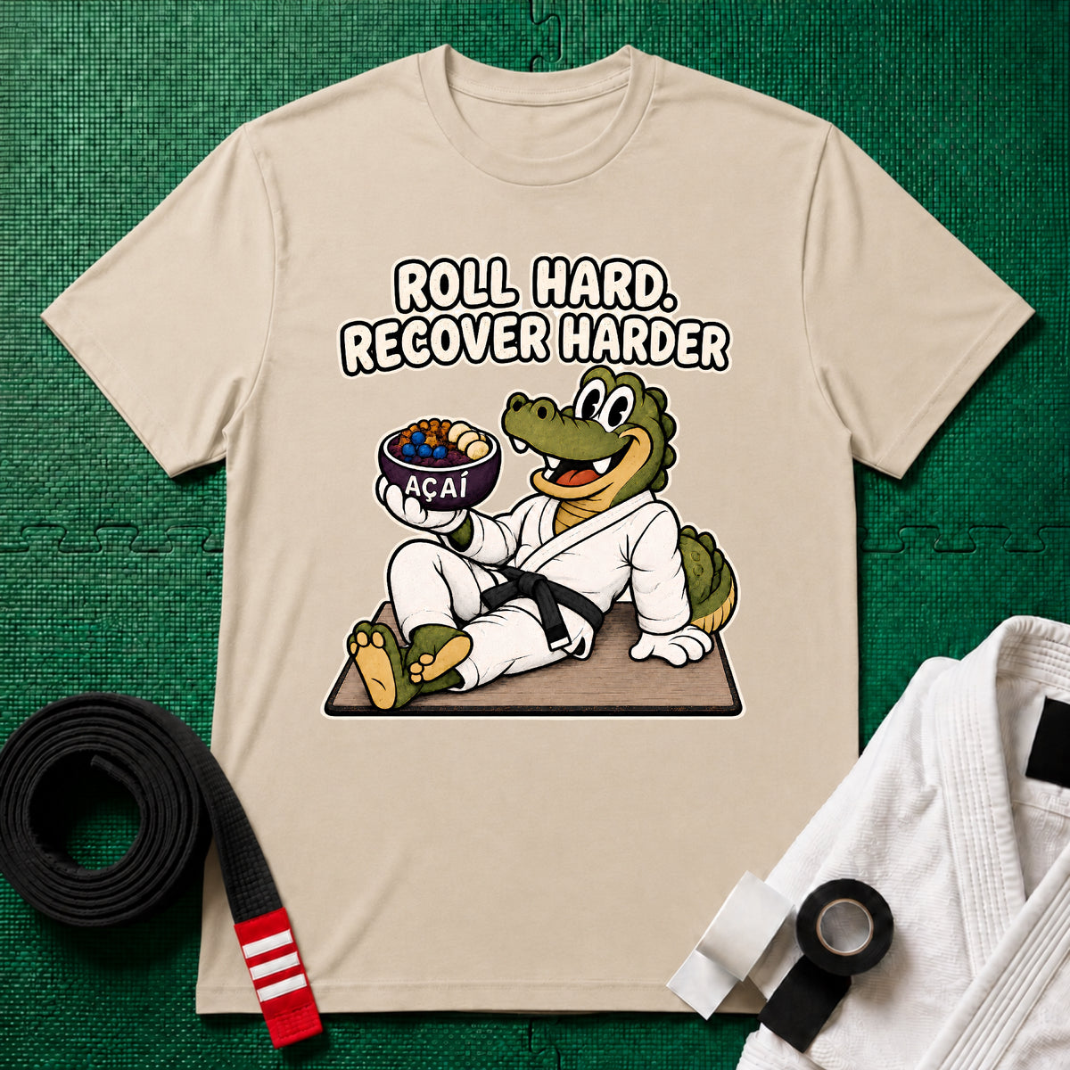 Roll Hard Black Belt T-Shirt