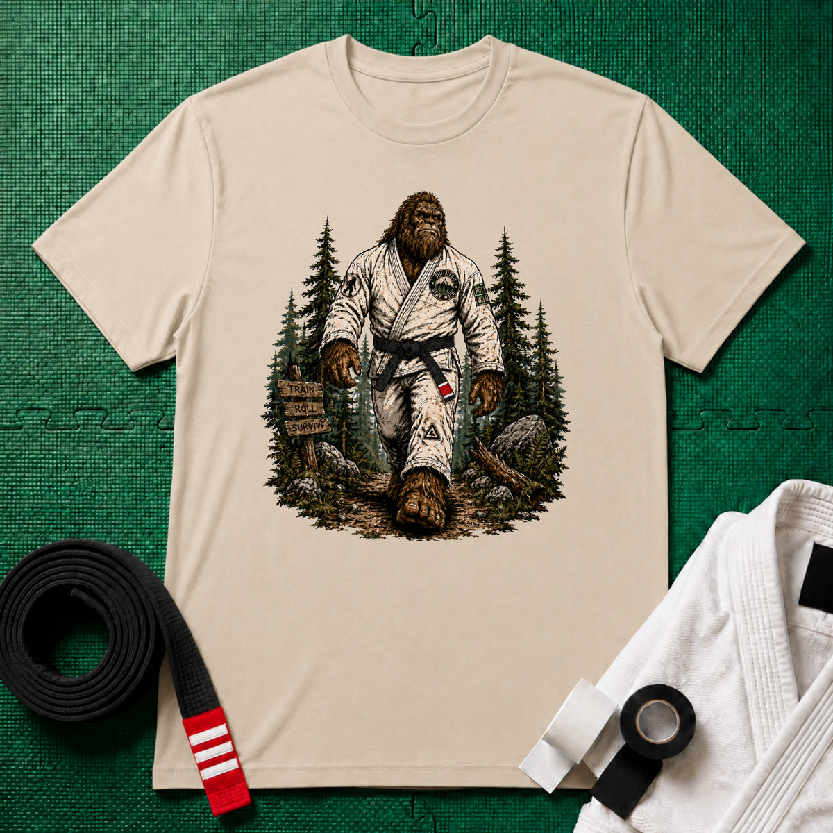 Bigfoot Forest Black Belt T-Shirt