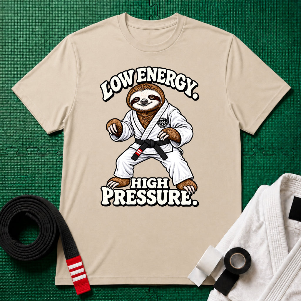 Low Energy Sloth Black Belt T-Shirt