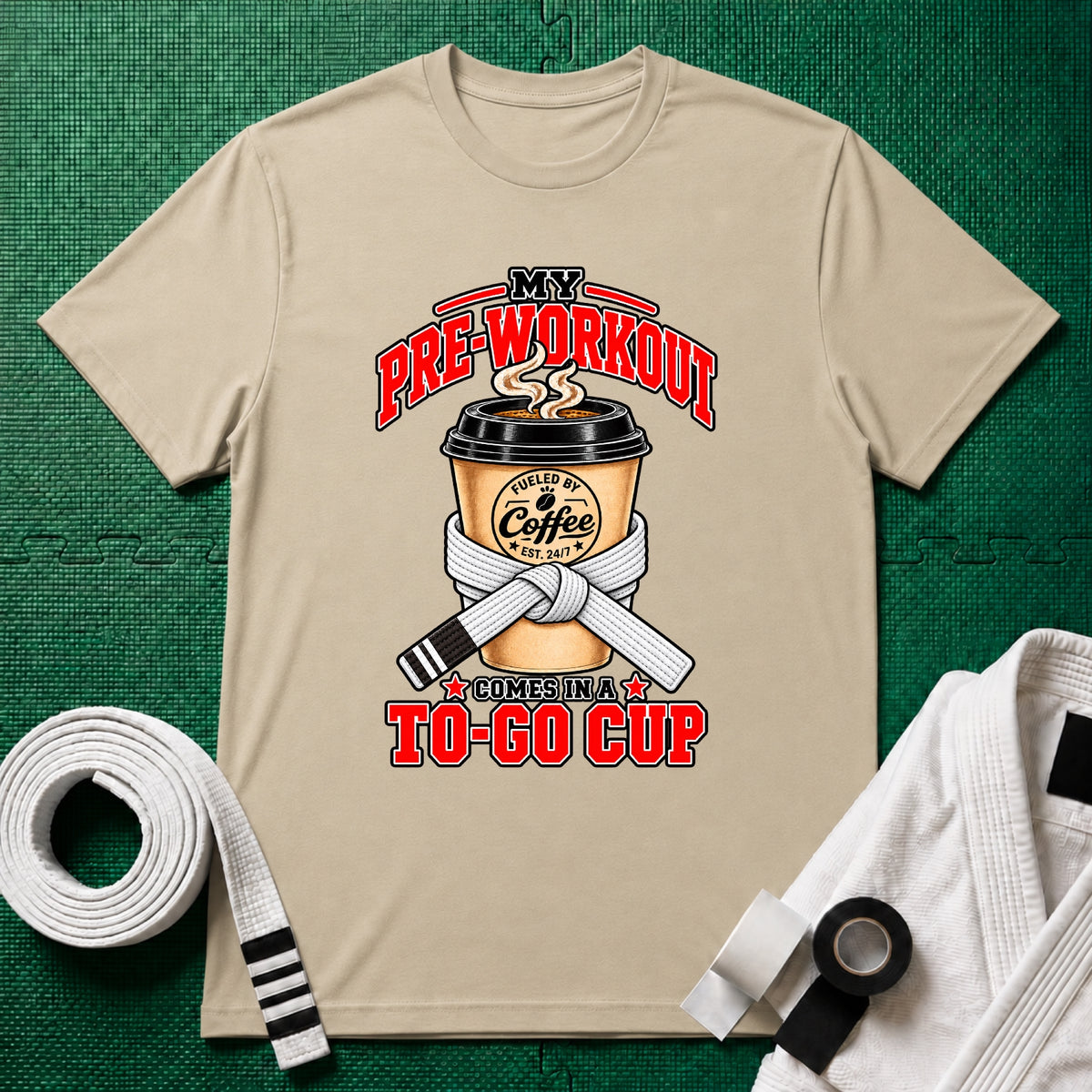 To Go Cup White Belt T-Shirt