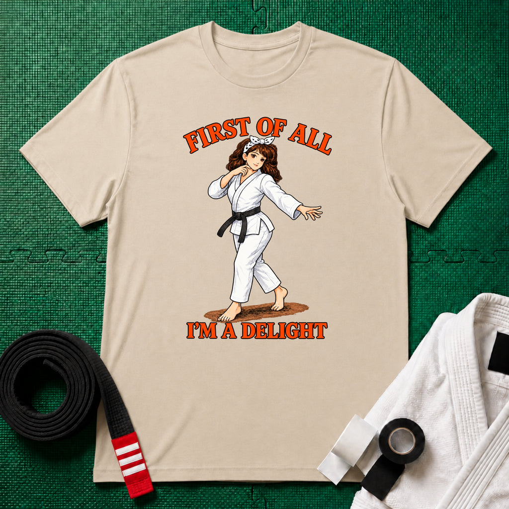 I'm a Delight Black Belt T-Shirt in Sand