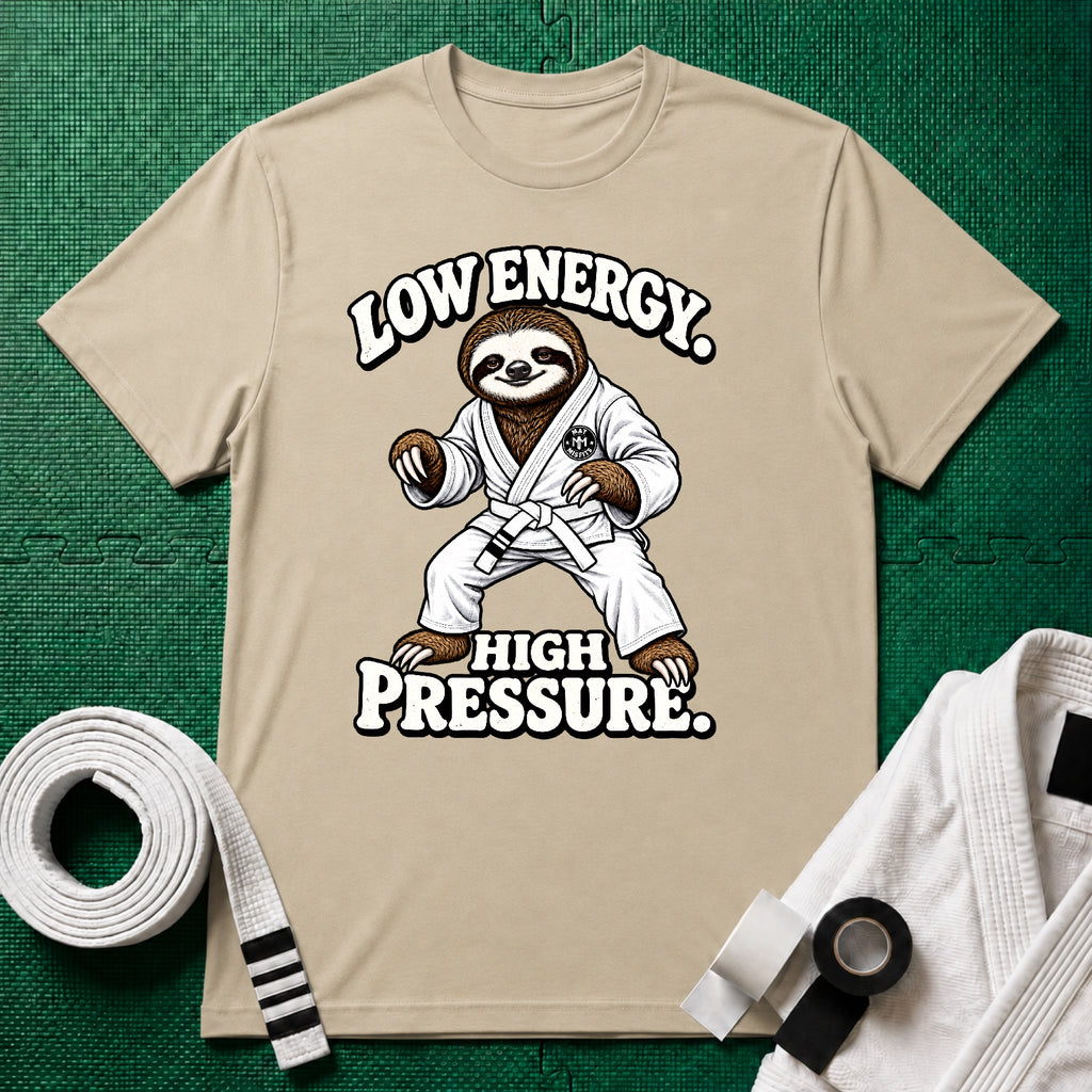 Low Energy Sloth White Belt T-Shirt