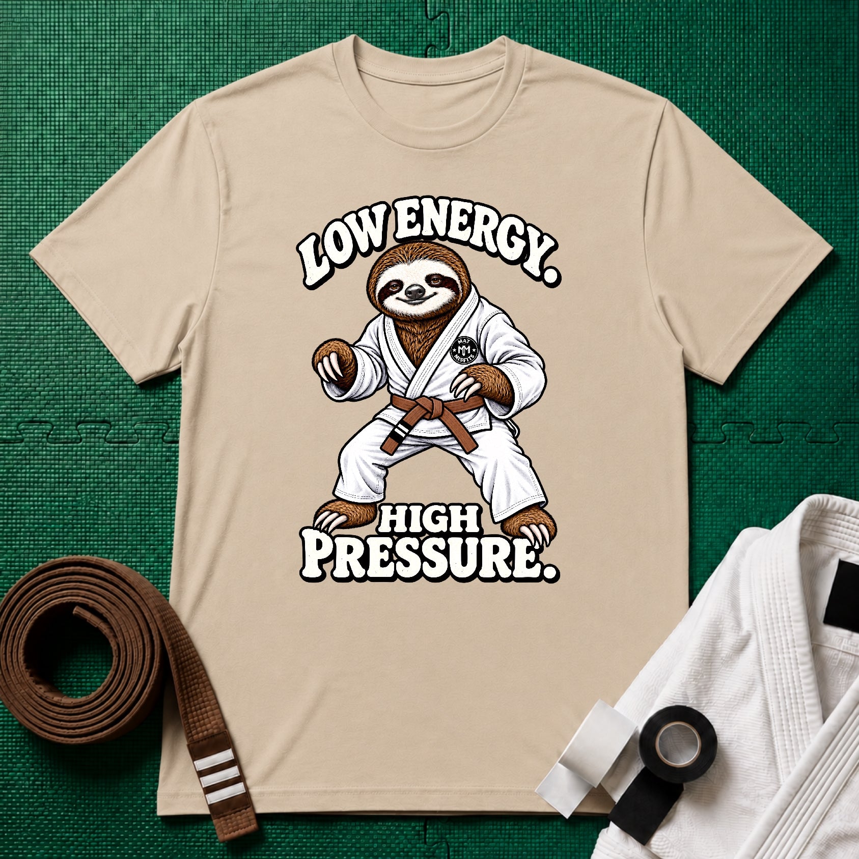 Low Energy Sloth Brown Belt T-Shirt