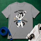 This Pussy Needs to Sleep Blue Belt T-Shirt in Sport Grey