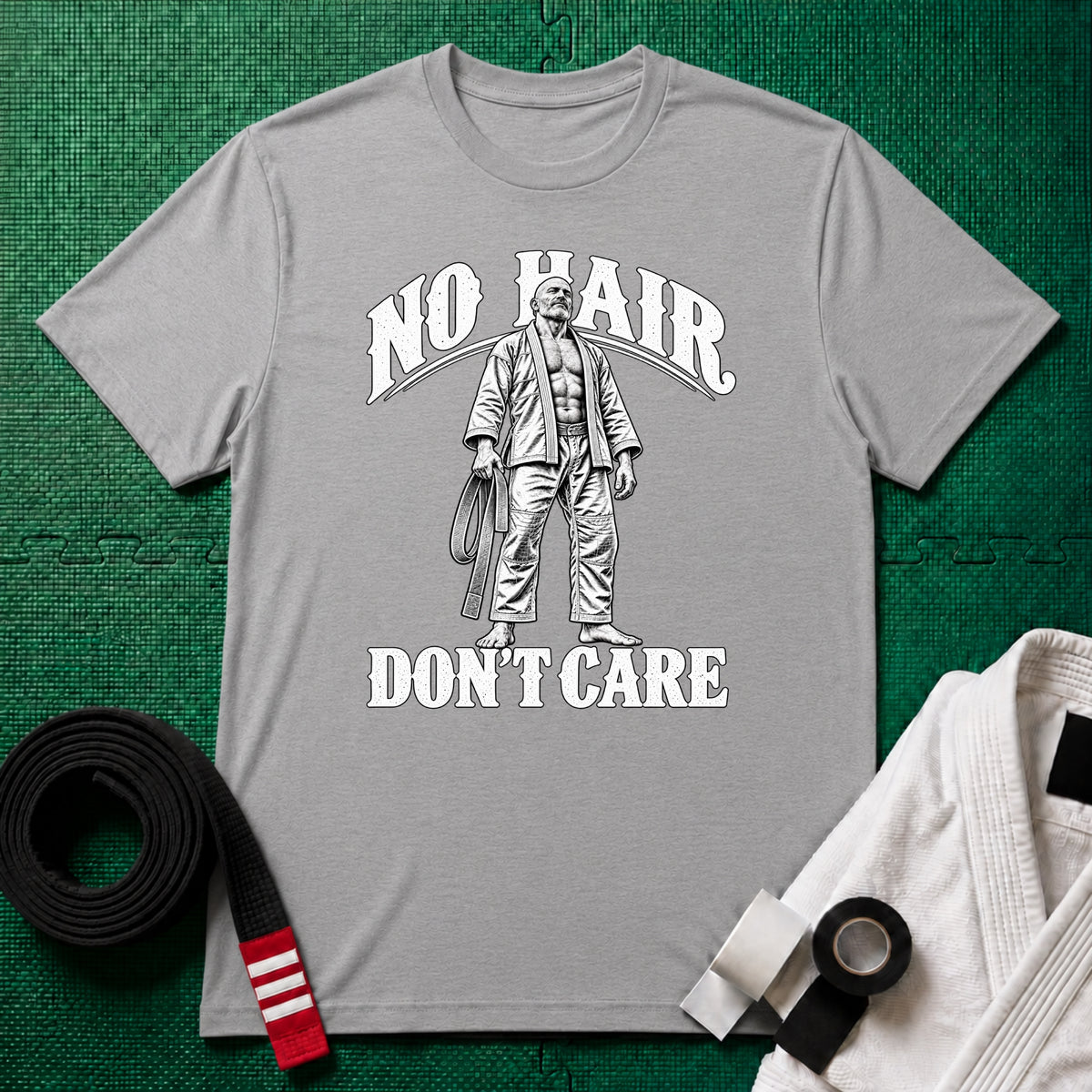 No Hair Don't Care T-Shirt, Sport Grey