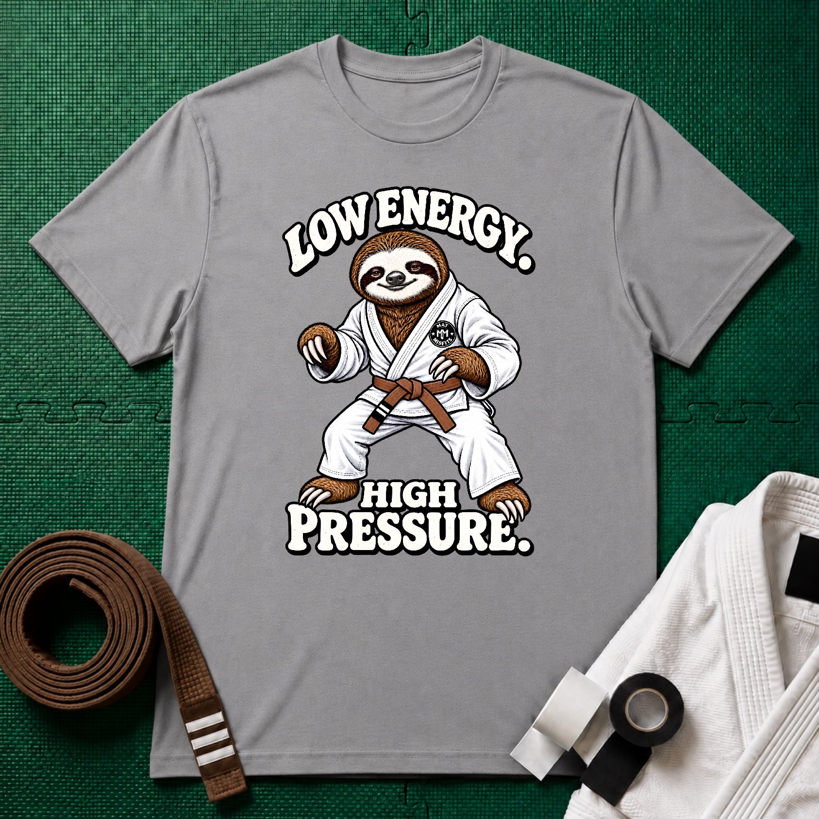 Low Energy Sloth Brown Belt T-Shirt