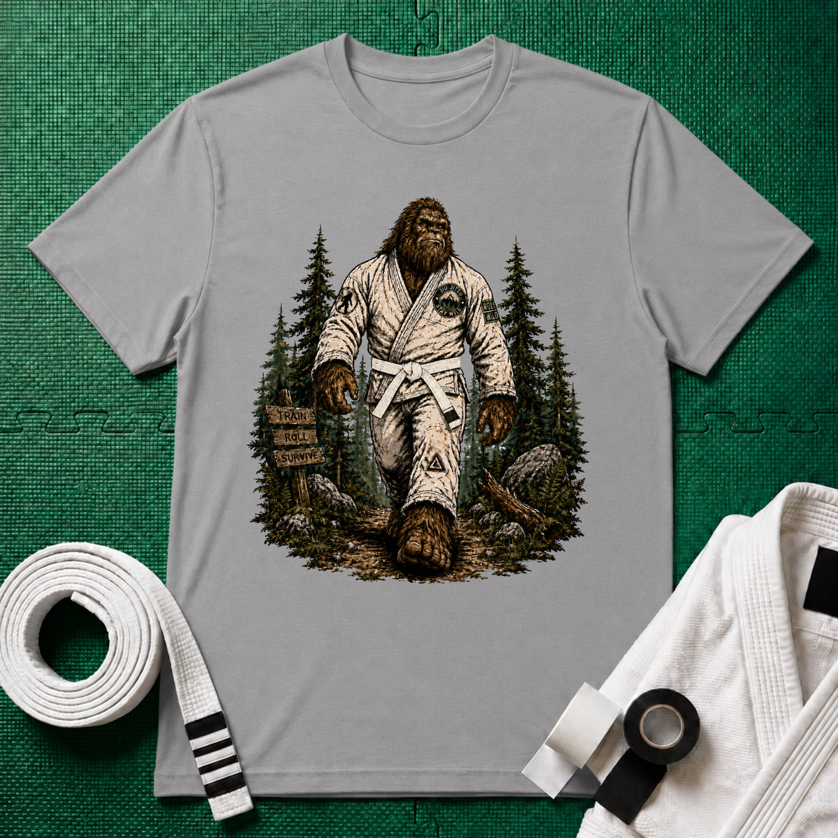 Bigfoot Forest White Belt T-Shirt