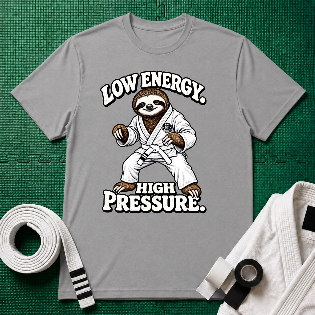 Low Energy Sloth White Belt T-Shirt