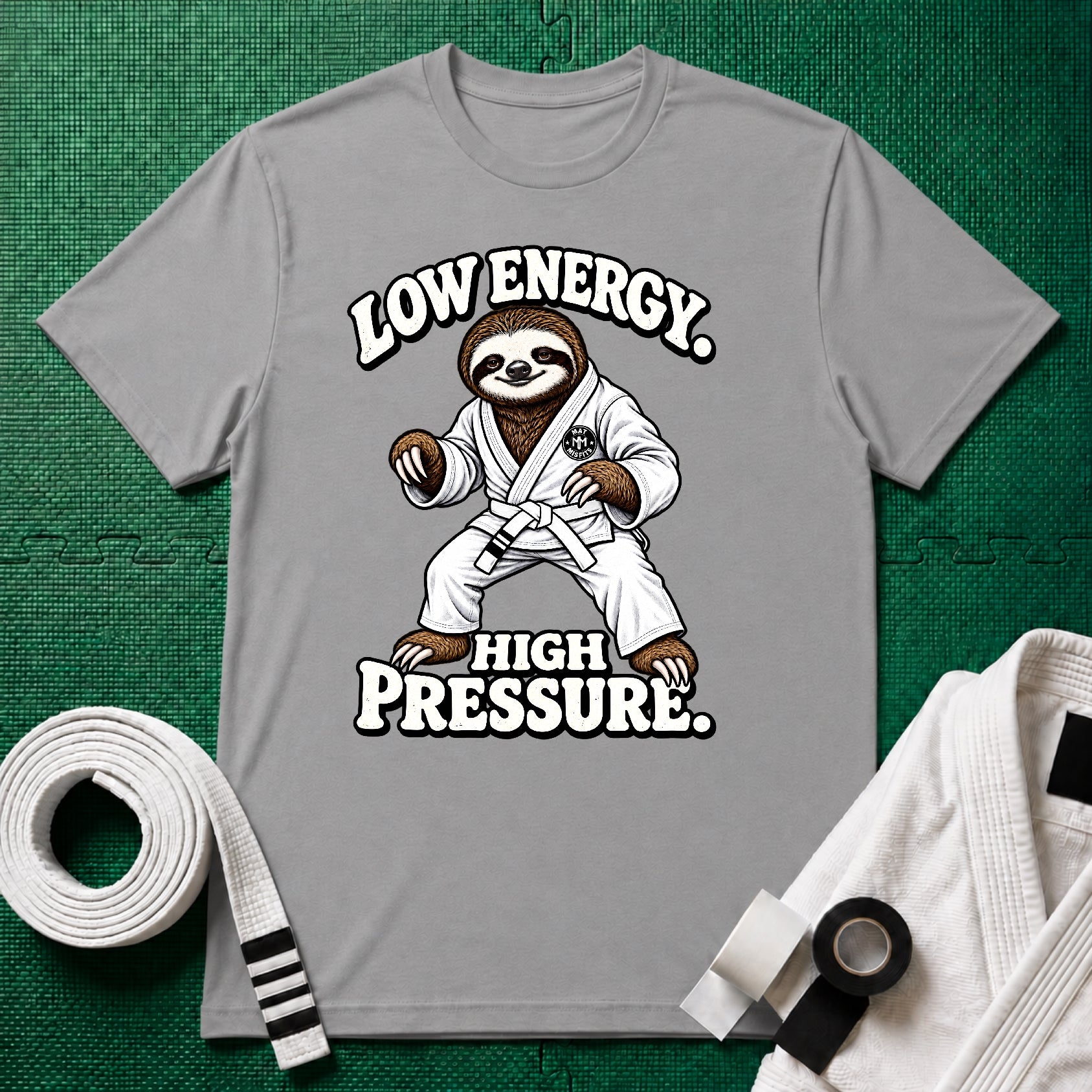 Low Energy Sloth White Belt T-Shirt
