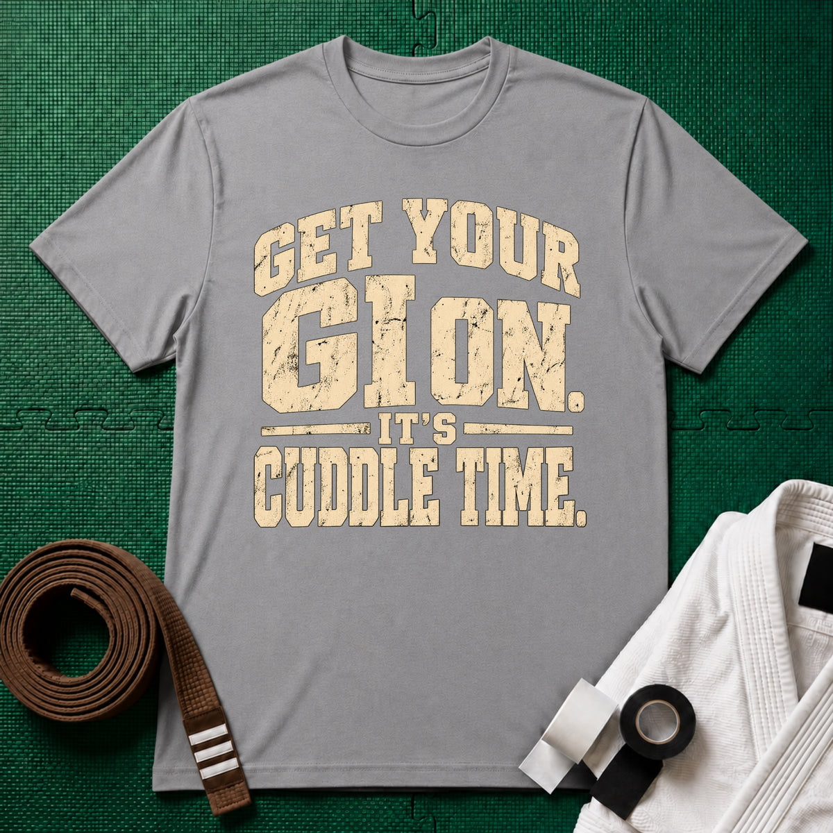 Get Your Gi On, It's Cuddle Time T-Shirt, Sport Grey