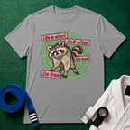 Life Is Short, Roll Often Raccoon T-Shirt, Sport Grey