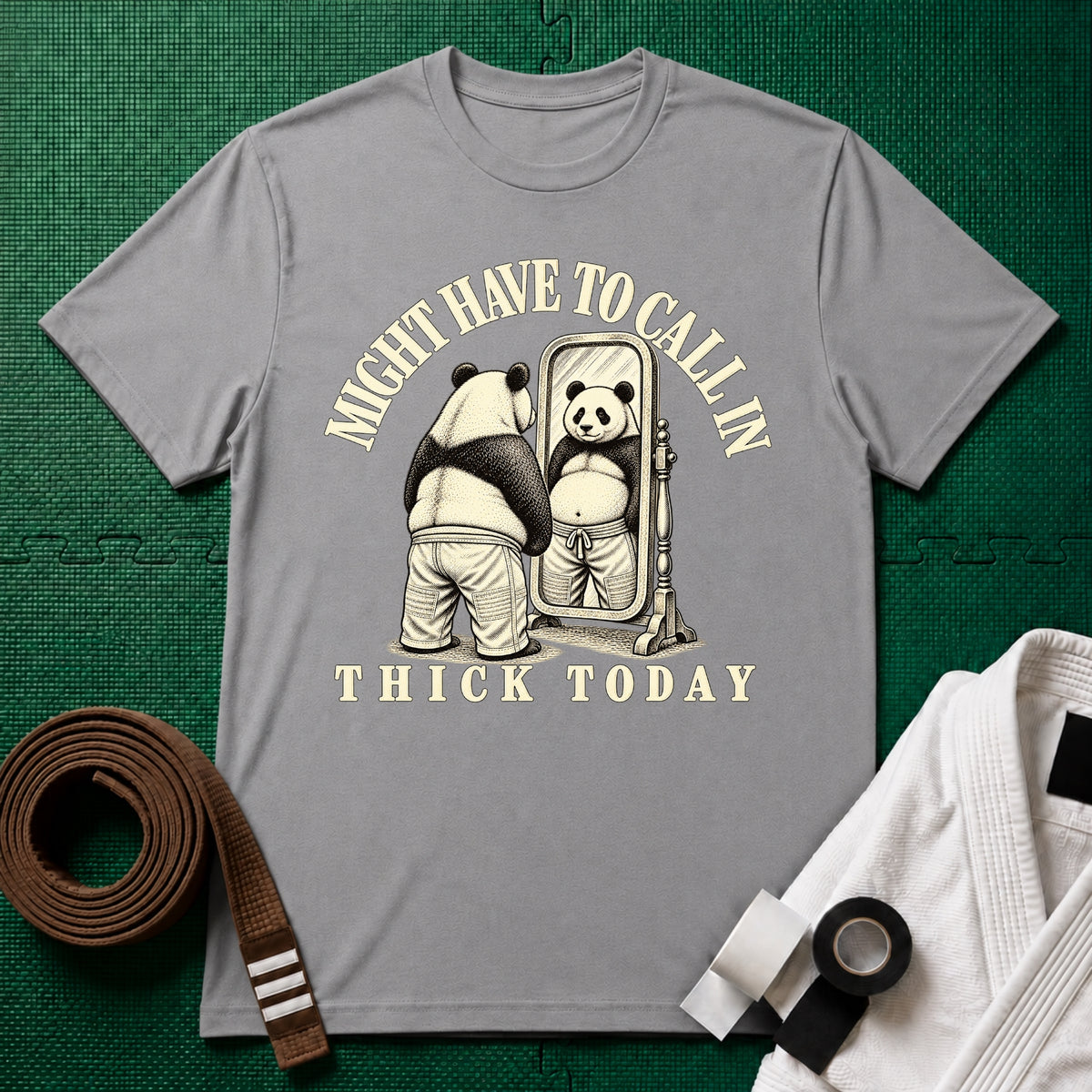 Might Have to Call In Thick Today T-Shirt in Sport Grey