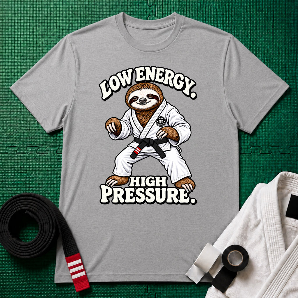 Low Energy Sloth Black Belt T-Shirt