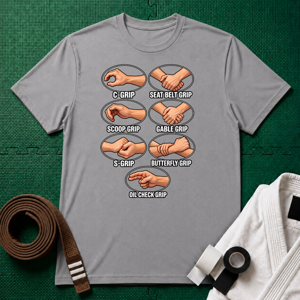 Jiu-Jitsu Grips Chart T-Shirt, Sport Grey
