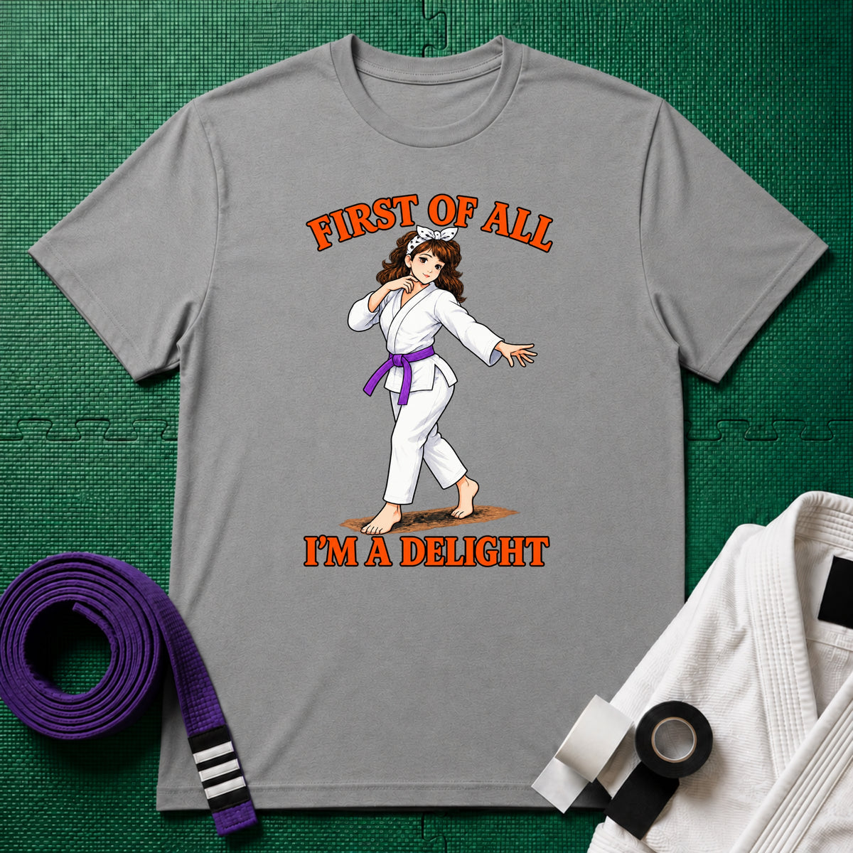 I'm a Delight Purple Belt T-Shirt in Sport Grey