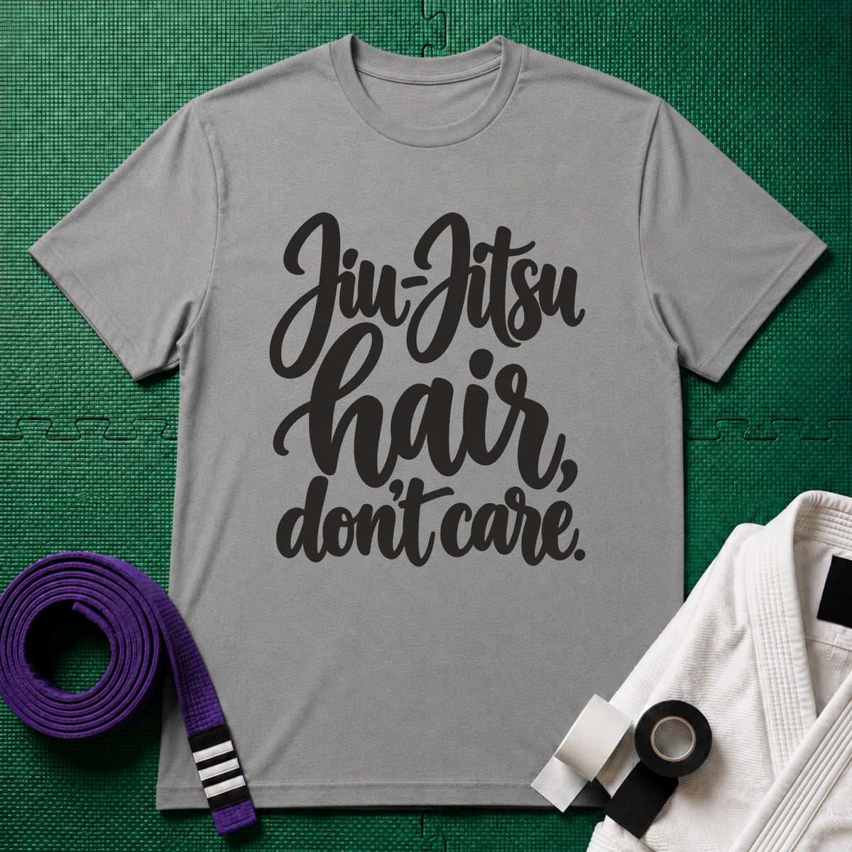 Jiu-Jitsu Hair, Don't Care T-Shirt, Sport Grey