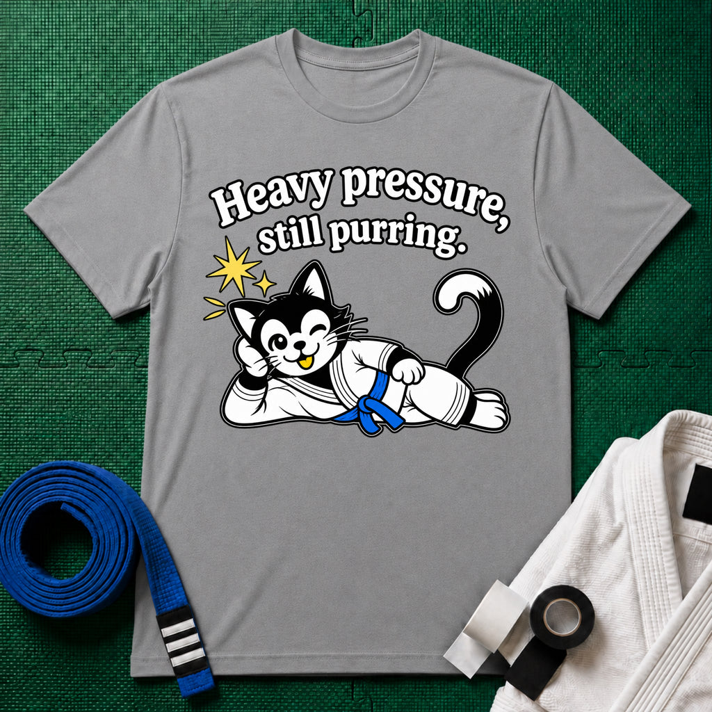 Still Purring Blue Belt T-Shirt in Sport Grey