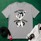 This Pussy Needs to Sleep Black Belt T-Shirt in Sport Grey