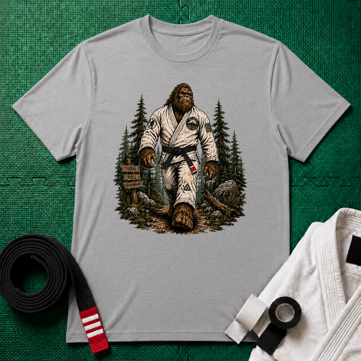 Bigfoot Forest Black Belt T-Shirt
