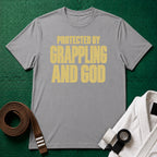 Protected by Grappling and God T-Shirt, Sport Grey