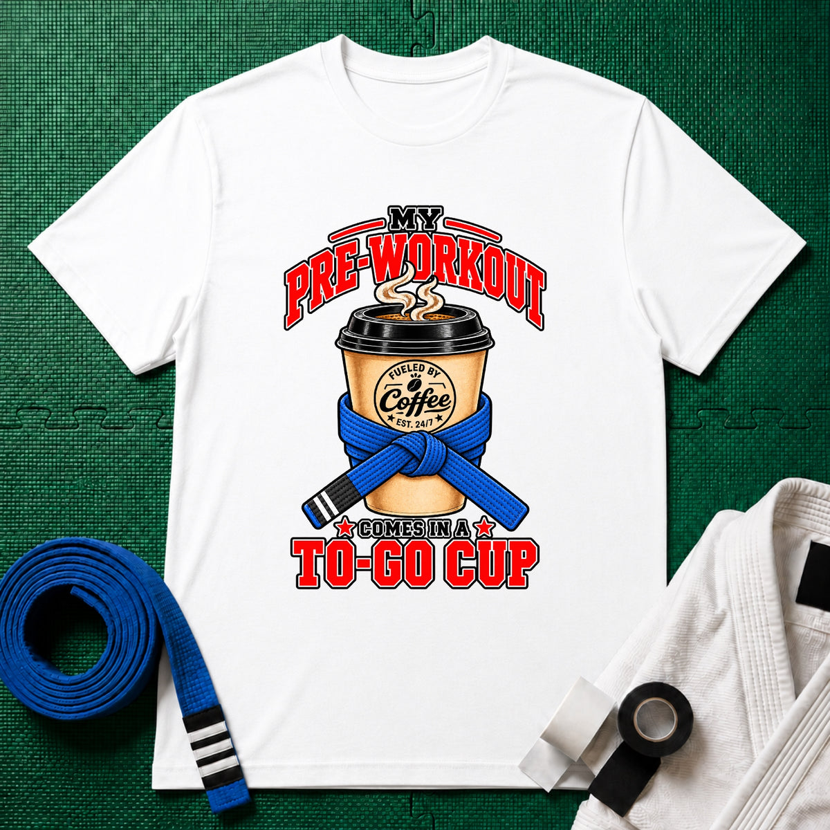 To Go Cup Blue Belt T-Shirt