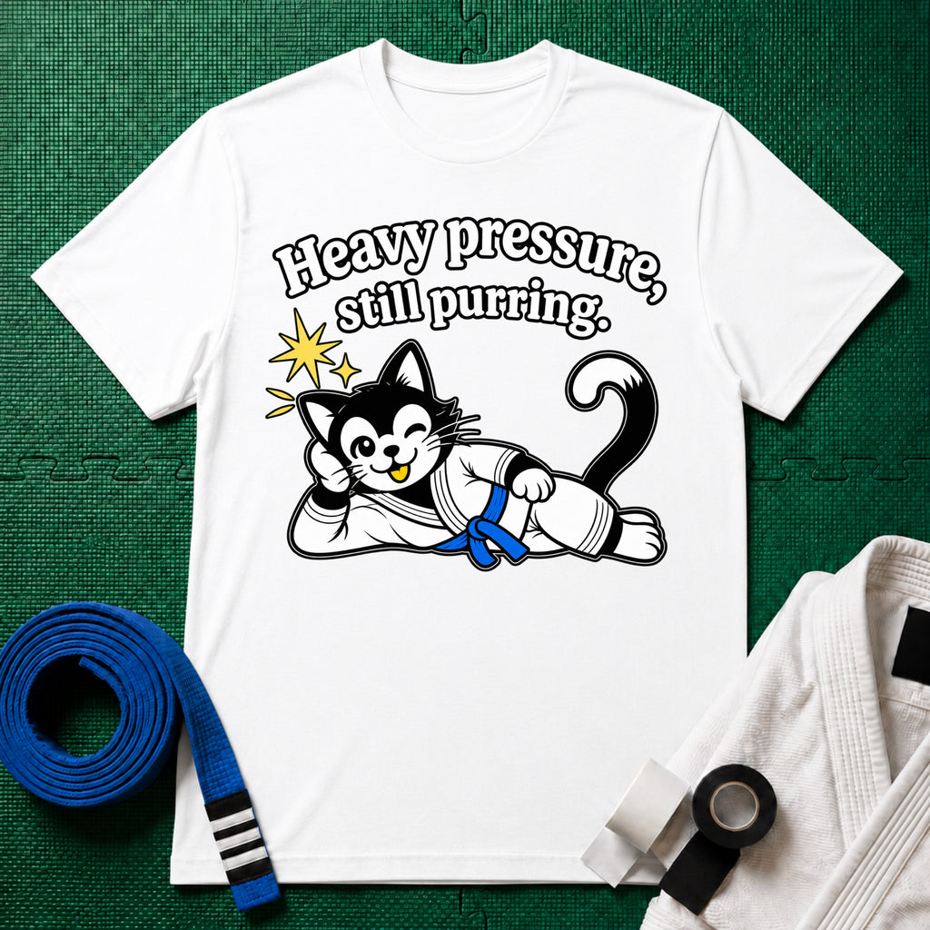 Still Purring Blue Belt T-Shirt in White