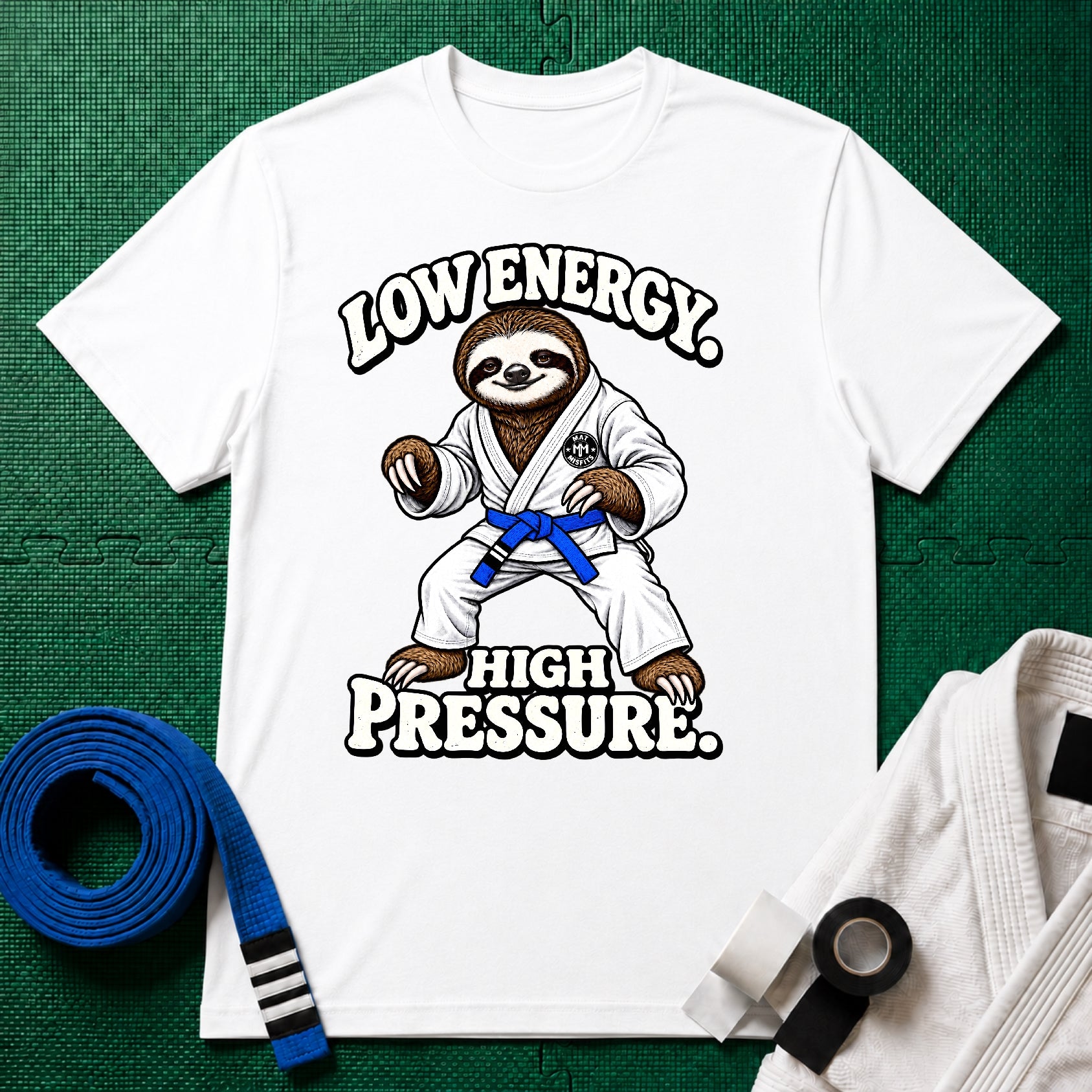 Low Energy Sloth Blue Belt T-Shirt